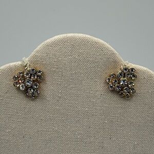 Vintage Trifari Gold and Rhinestone Pierced Earrings